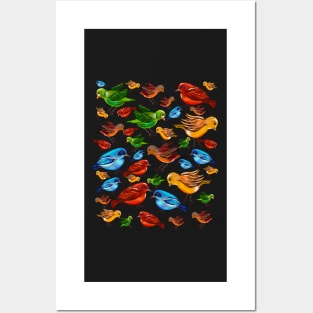 Birds of a feather flock together- colourful colorful  bird pattern Posters and Art